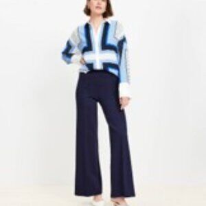 LOFT Ponte Wide Leg Pants in Deep Space Blue, Size XL